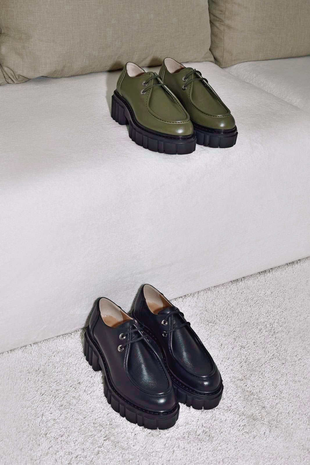 Taka Olive Lace-up Chunky Loafers 2202-02 - 11