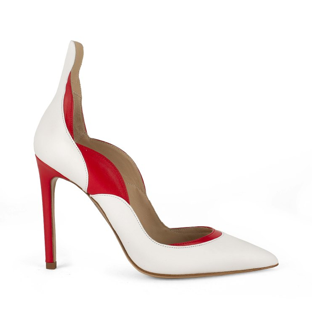 Wave Milk White Ruby Red Nappa Leather Pumps