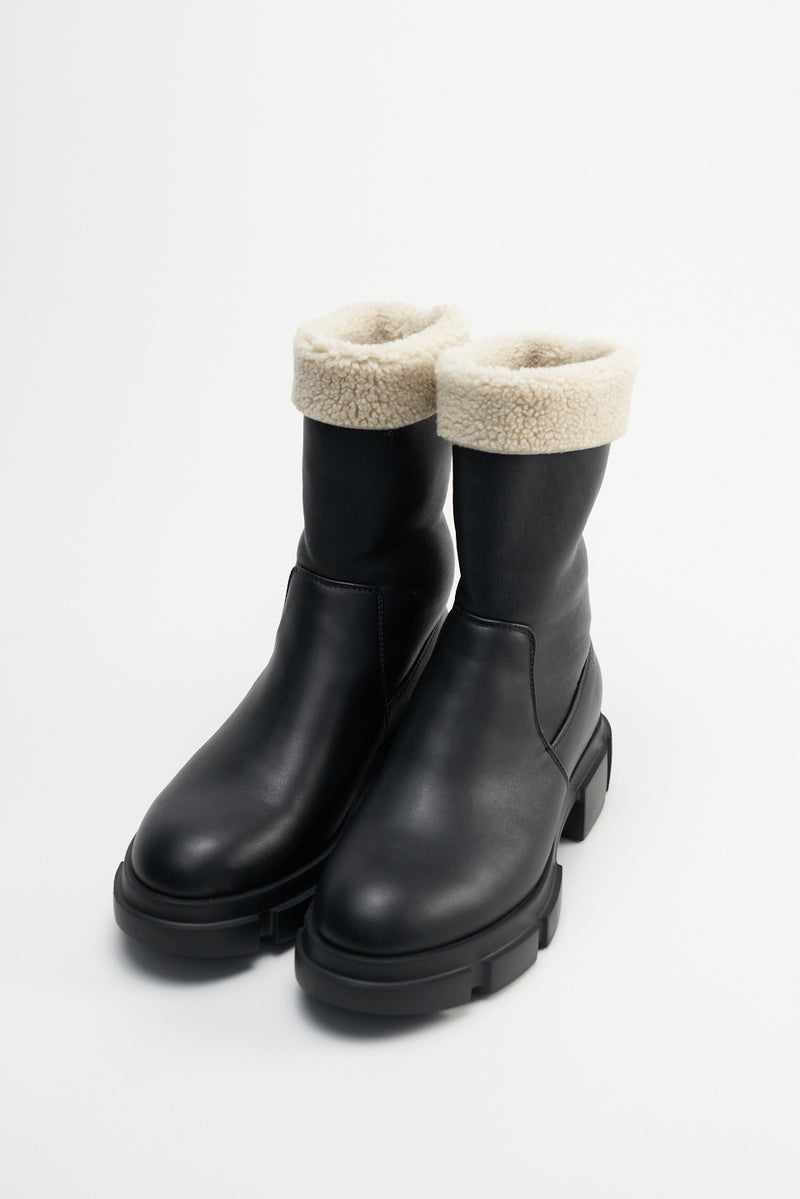 Vegan Teddy Nappa Black Ankle Boots CPH668BLACK - 4