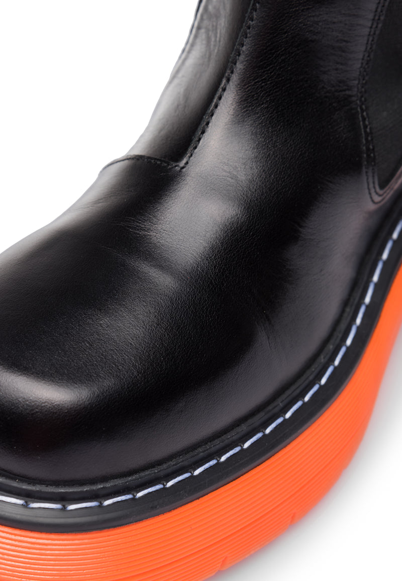 Joy Black Orange High Chelsea Boots LAST1707 - 6