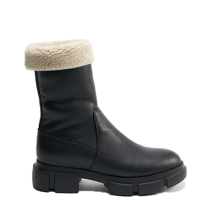 Vegan Teddy Nappa Black Ankle Boots CPH668BLACK - 1